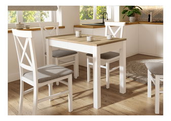 Masă de sufragerie Omega 03 (Stejar riviera + alb) (pentru 4-6 persoane)