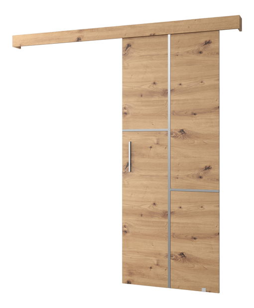 Uși culisante 90 cm Sharlene VII (stejar artisan + stejar artisan + argintiu)