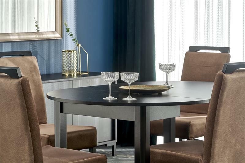 Blagovaonski stol na razvlačenje 102-142 cm Ralllon (crna) (za 4 do 6 osoba)