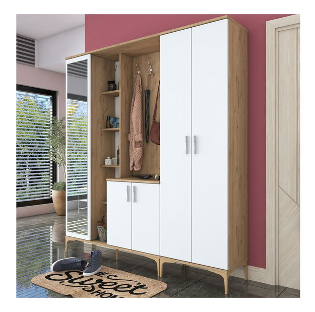 Predsoblje Emily 29 (s ogledalom) (orah + bijela)