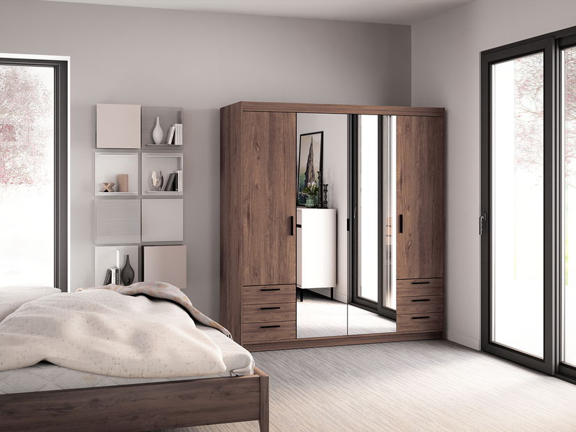 Dulap de haine cu oglindă Elanor VI (stejar lefkas)