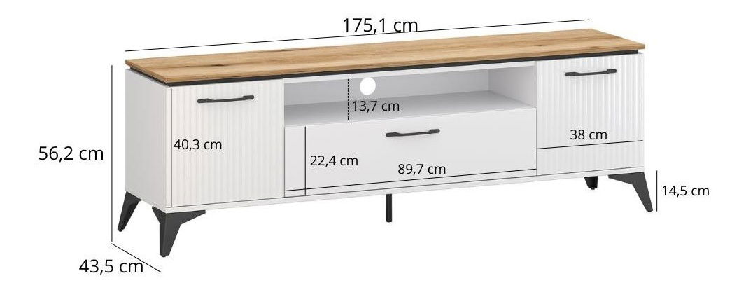 TV szekrény Vejares (fehér + evoke tölgy) 