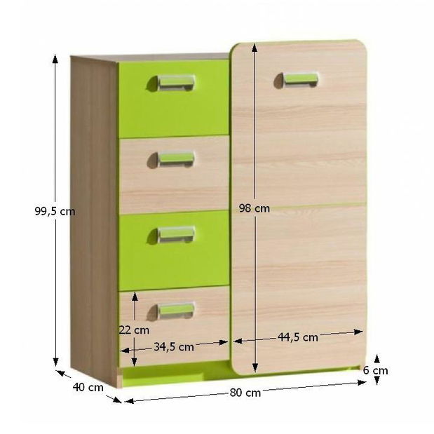 Comodă L6 (Verde) *vânzare stoc