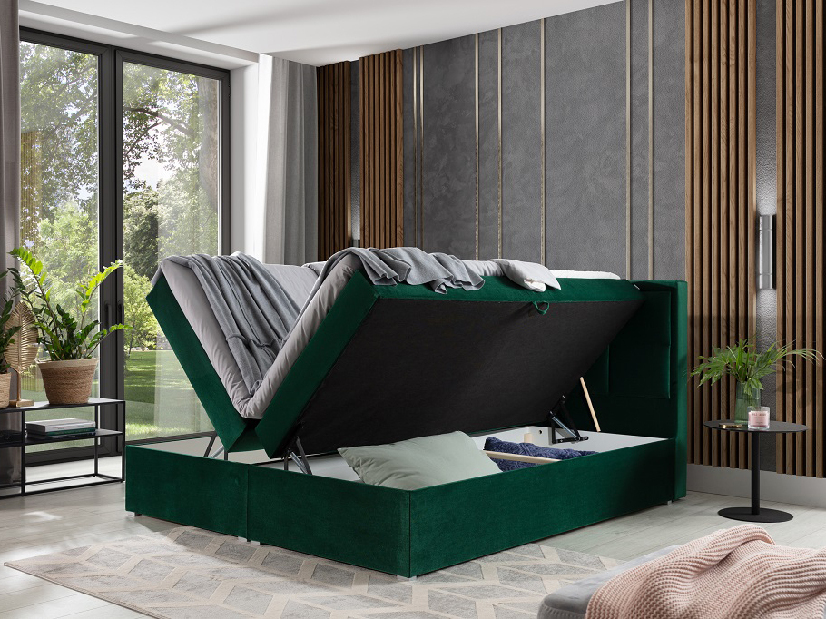 Franciaágy Boxspring 180 cm Menera (zöld)