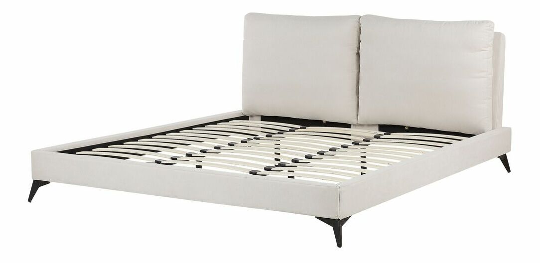 Manželská posteľ 180 cm MELIA (polyester) (béžová) (s roštom)