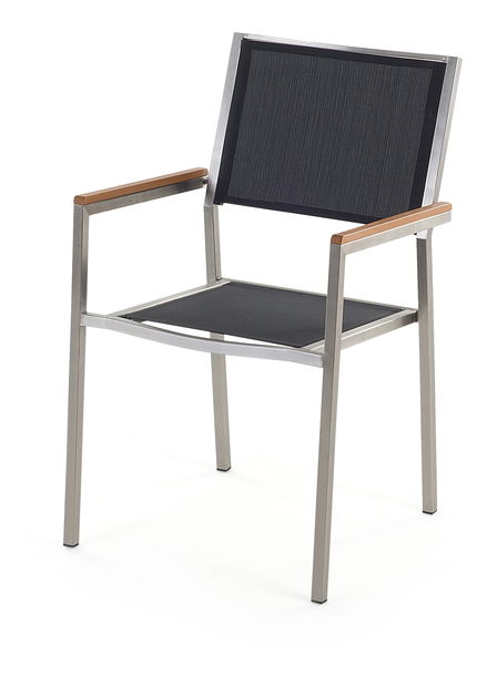 Set de masă pentru grădină Grosso (negru) (blat din sticlă 210x100 cm) (scaune negre)