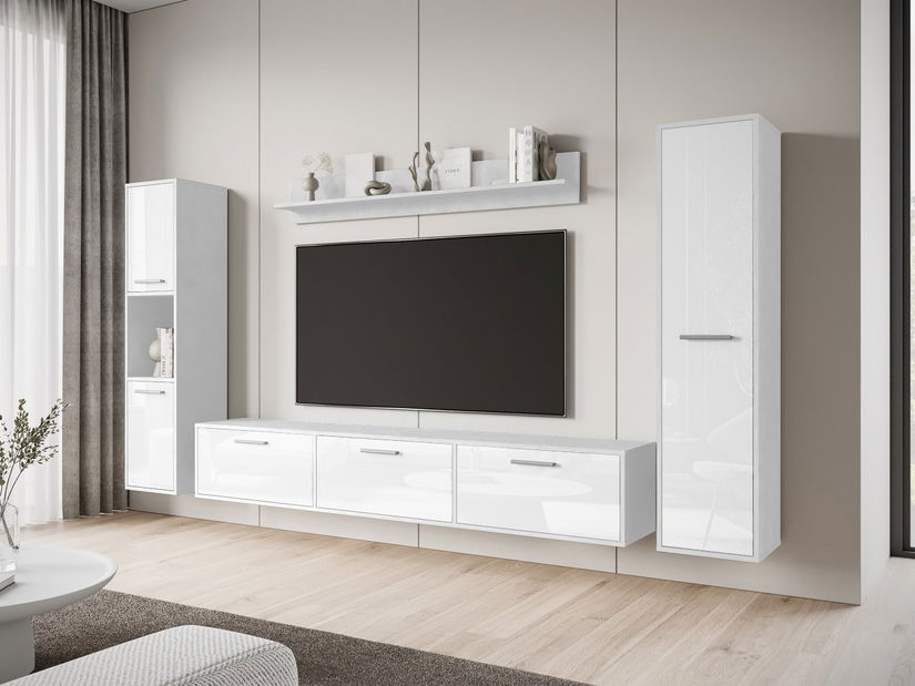 Mobilier living Ikinra XL (Alb + lucios Alb) 