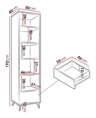 Regál 1SZ Okinawa (Čierna + Dub artisan)