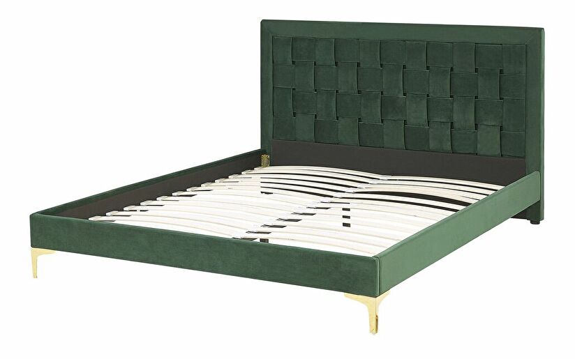 Manželská posteľ 140 cm LIMO (polyester) (tmavozelená) (s roštom)