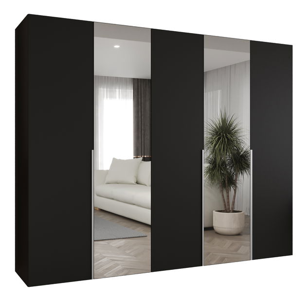 Ormar za garderobu 250 cm Alice 2 (crna + kašmir)