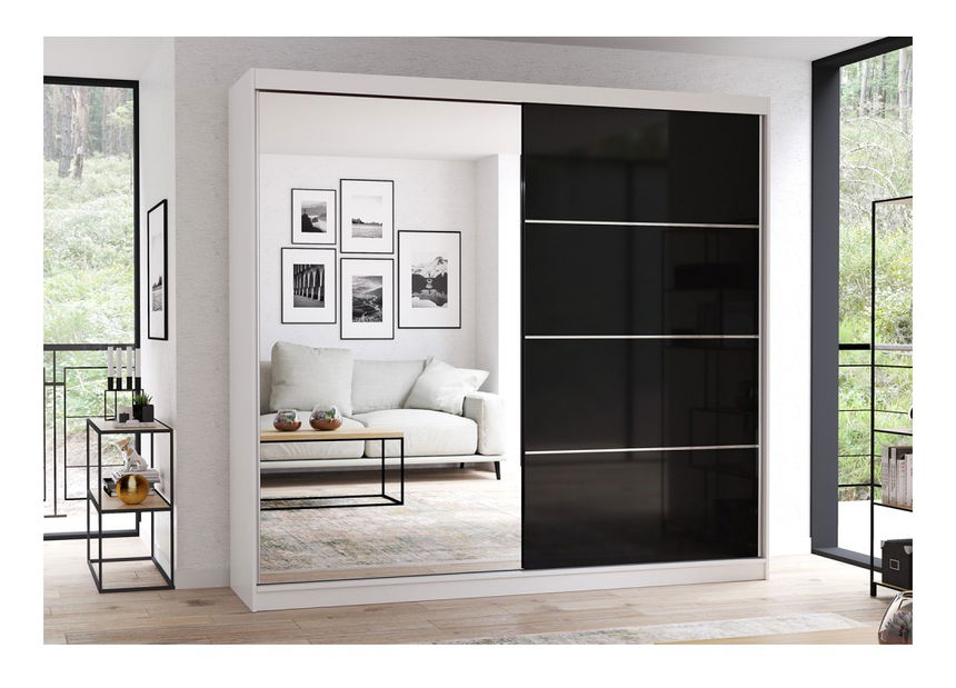 Ruhásszekrény Mebur 31 230 (Fehér + Fényes fekete)