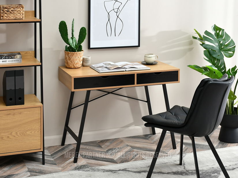 Masă PC Fallon (stejar negru + negru)