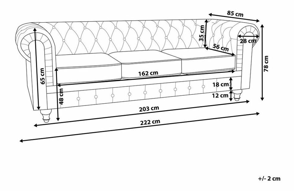 Sofa trosjed Chichester (siva)