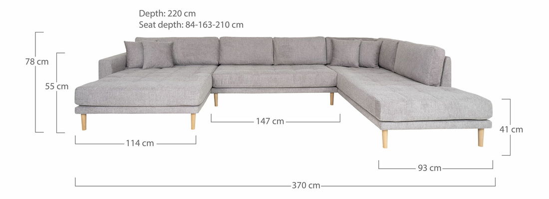 Rohová sedacia súprava v tvare U (L) Lvaveriaora U (tmavosivá)