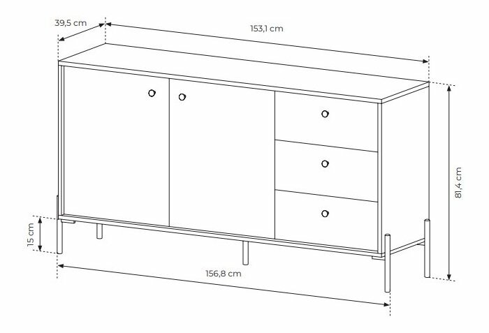 Comodă Scandia 2D3S (Stejar scandi + jedlička scandi)