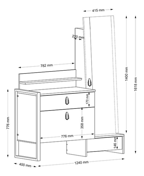 Masă de toaletă Lofty (Nuc)