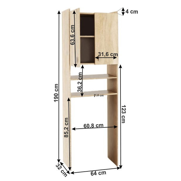Dulap deasupra mașinii de spălat Nariel (stejar sonoma)