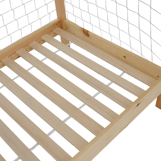 Pat pentru copii 90 cm Facilmente (natural + albastru + roșu) (cu somieră)