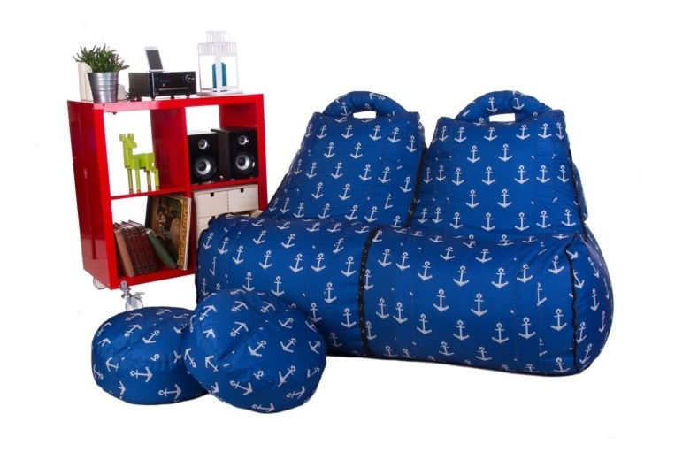 Sedací vak s taburetkami Montana Zipp (modrá)