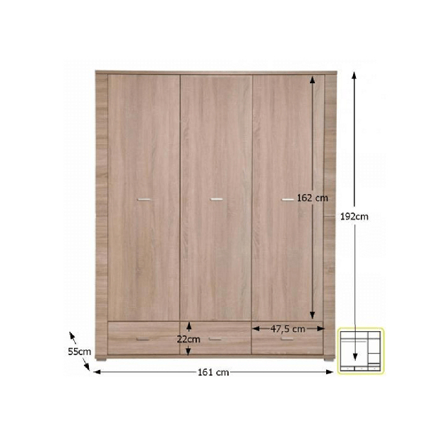 Ormar za garderobu Gary Tip 01 3D3S 