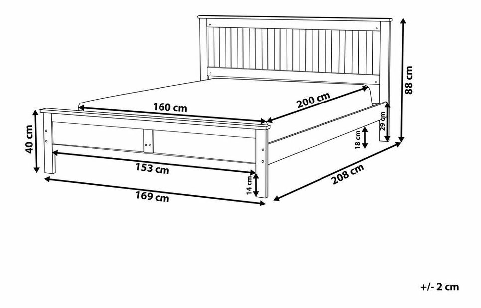 Manželská posteľ 160 cm MAYA (s roštom) (biela)