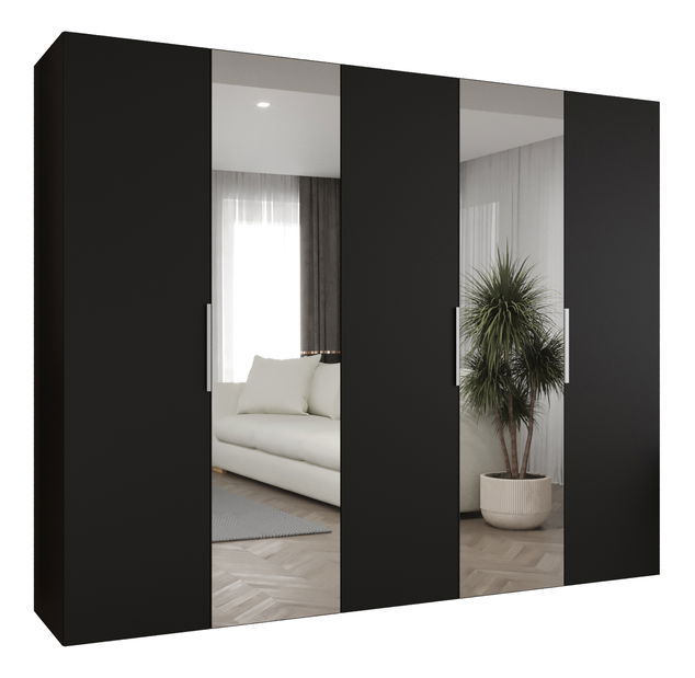 Ormar za garderobu 250 cm Mirabella 2 (crna + kašmir)