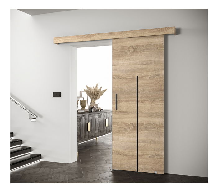 Klizna vrata 90 cm Sharlene X (hrast sonoma + hrast sonoma + crna)