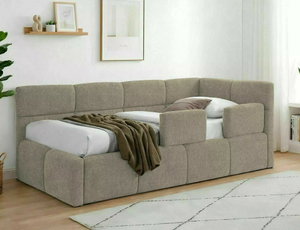 Jednolôžková posteľ 90 cm Emmite (tmavobéžová) (s roštom)