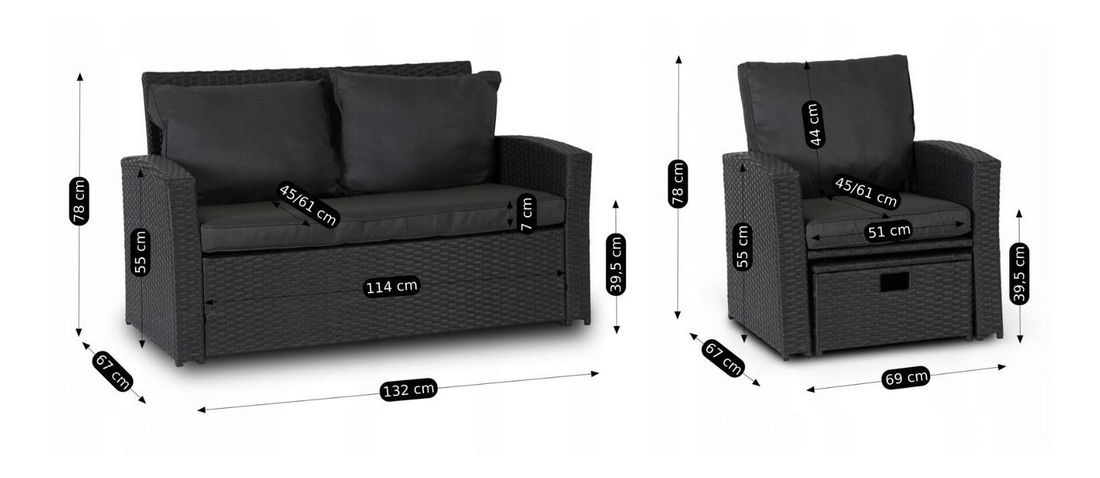 Kerti szett Fastos (sötétszürke) (6 fő részére)