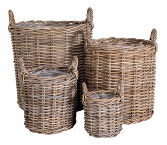 Set de 4 ghivece de flori din răchită Craveria (natural)