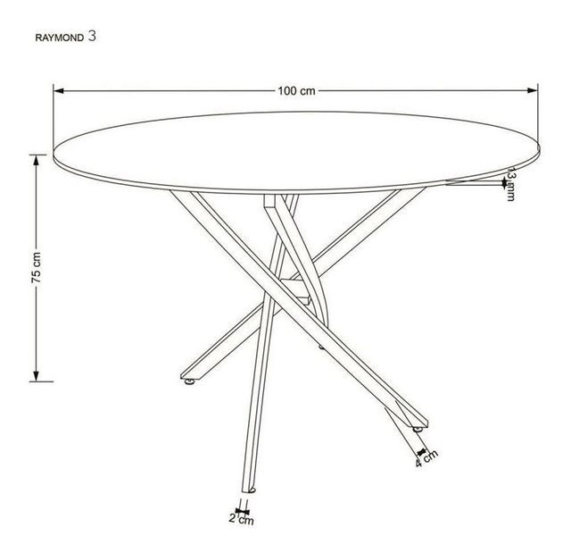 Masă de sufragerie Raunds 3 (alb + argintiu) (pentru 4 persoane)