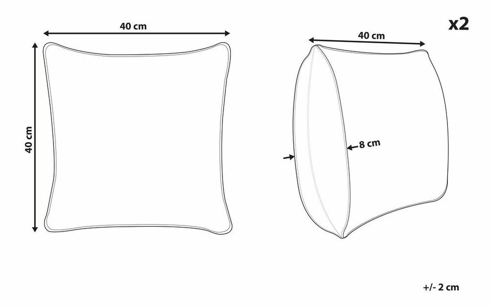 Set 2 ukrasna jastuka 40 x 40 cm Pali (bež)