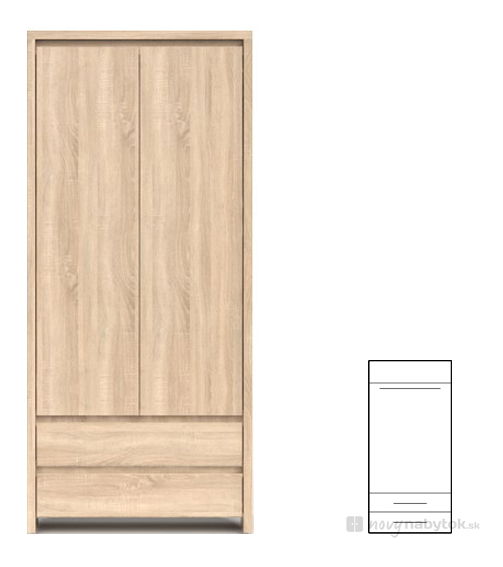 Dulap de haine Kaspian SZF2D2S (Stejar sonoma)
