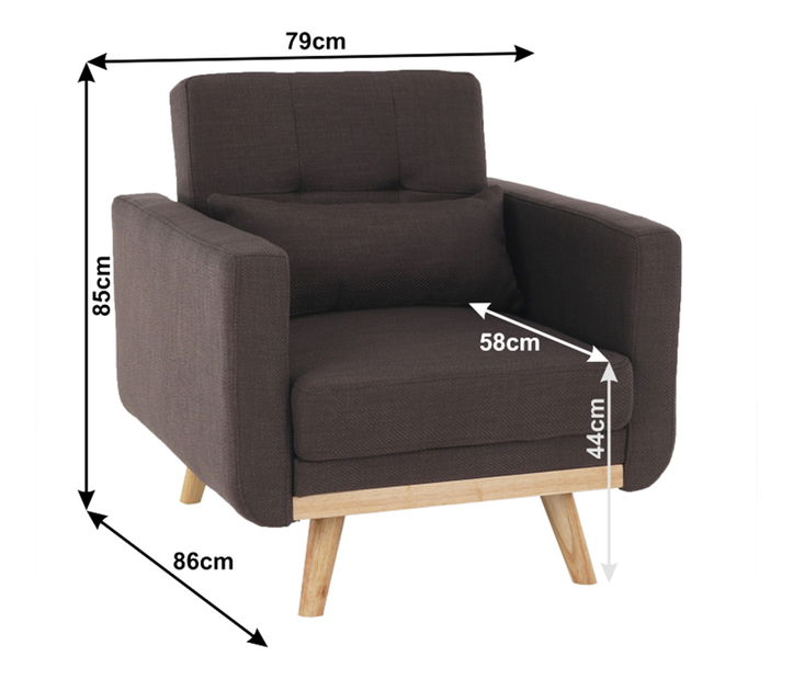 Szétnyitható fotel Arkadia (barna)