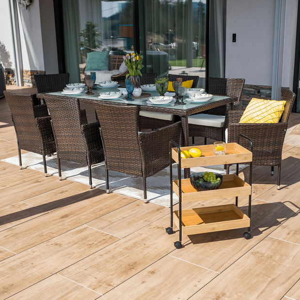 Záhradný set 9-dielny Menaro (hnedá + béžová)