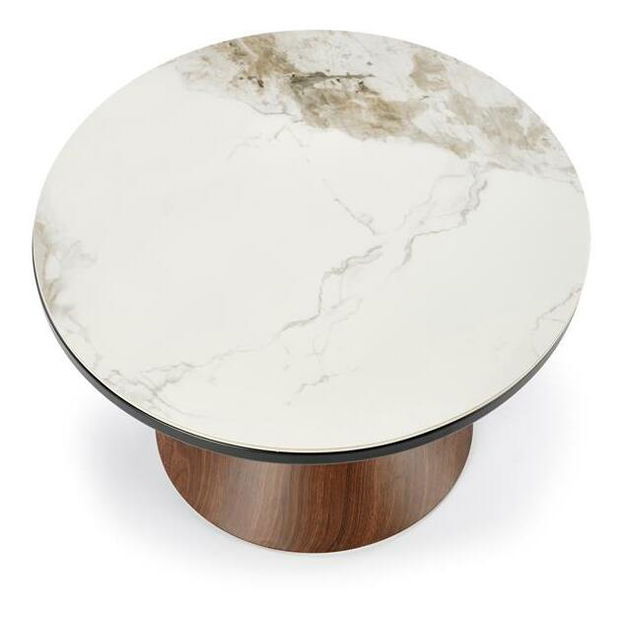 Stolić za kavu Gayle (bijeli mramor + orah + zlatna)