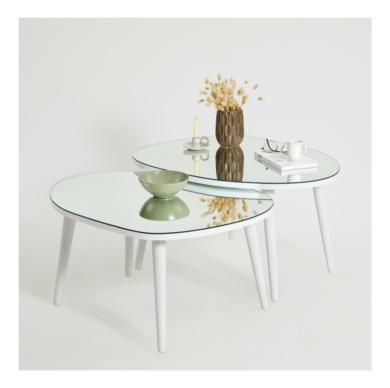 Set 2 buc măsuțe de cafea Gustavo (Alb)