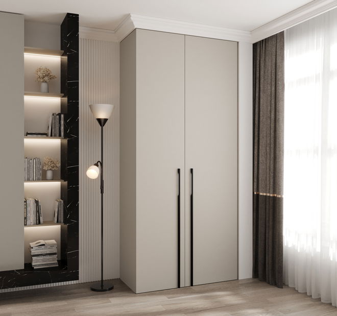 Dulap de haine 110 cm Carmela 40-3 (Cașmir + Negru)