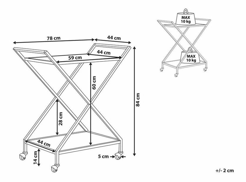 Măsuță servire IVINTUS (auriu) (sticlă)