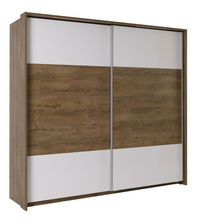 Šatníková skriňa s posuvnými dverami Lataressa 1 (dub burgundský + lesk biely) (s LED osvetlením)