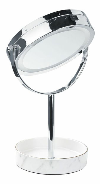 Kozmetikai tükör Shevaun (ezüst + fehér) (LED világítás)