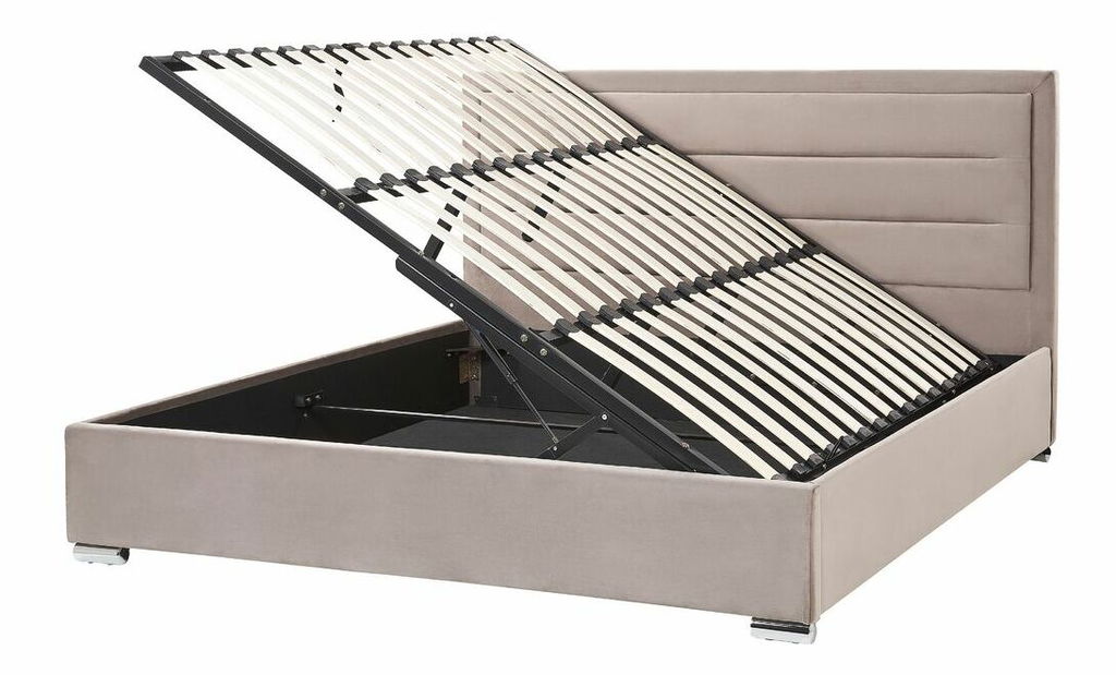 Franciaágy 180 cm Valhala (rózsaszín) (ágyráccsal és tárolóhellyel)