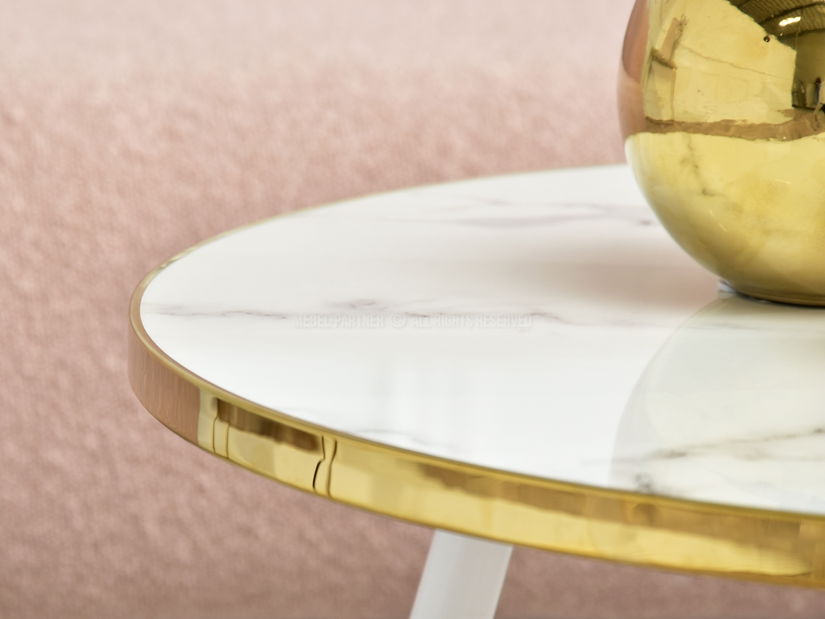 Măsuță de cafea Zoya Xl (marmură albă + auriu)