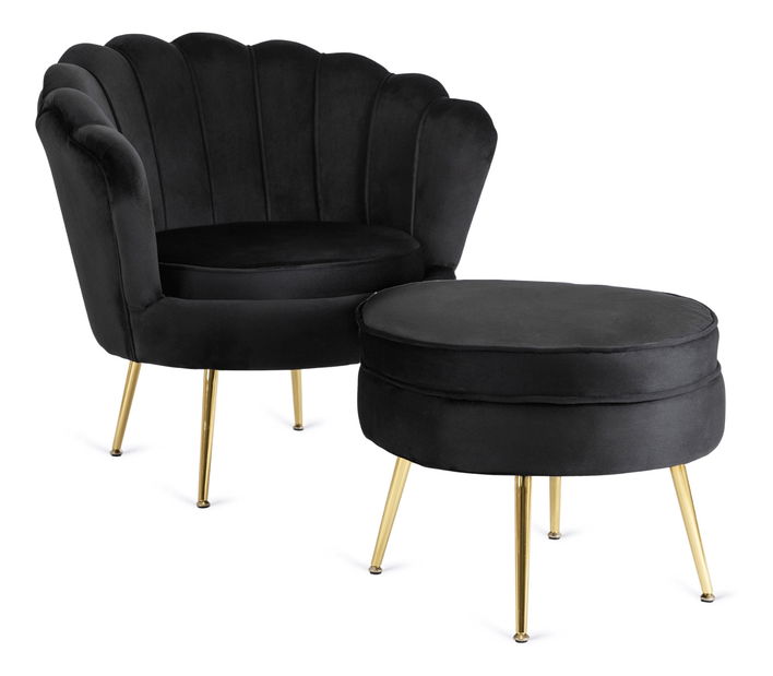 Kreslo Guarida (čierna) (s taburetkou)