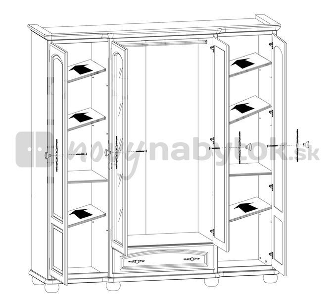 Šatníková skriňa BRW BAWARIA DSZF 4D1S