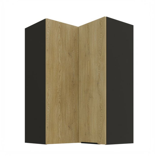 Dulap superior de bucătărie de colț Carminia 60x60 GN-90 2F (90) (stejar cremona + negru)