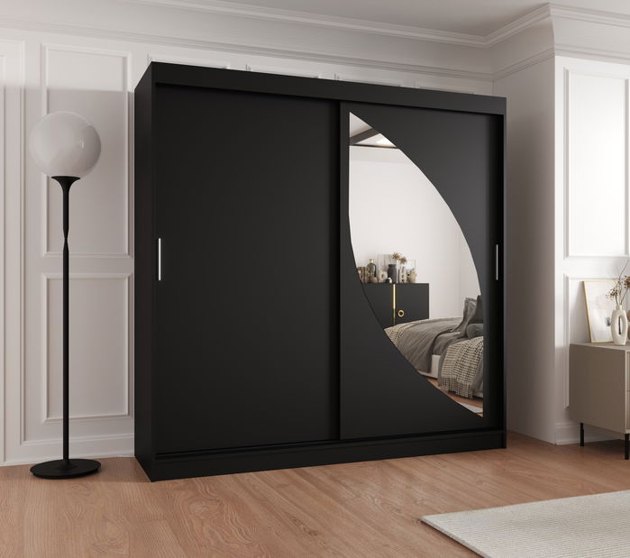 Dulap de haine 200 cm Milain (Negru)