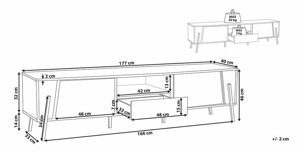 Masă TV BIDAR (gri deschis)