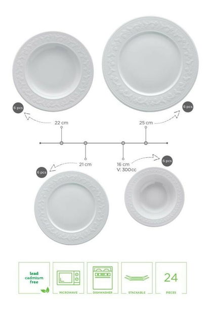 Serviciu de masă (24 buc.) Seversen (Alb)