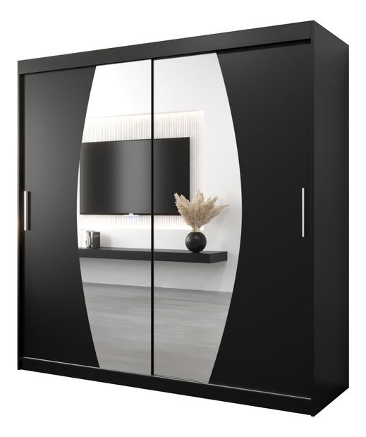 Ruhásszekrény 200 cm Eclipse (matt fekete + matt fekete)
